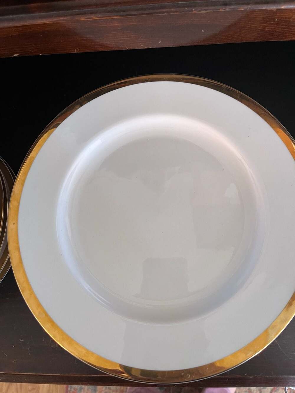 Set of 10 Pier 1 Gold Band Porcelain Dinner Plates 10.5 Inch